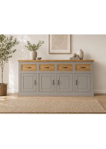 Sideboard OTTO HOME "Selma", grau (grau, beize), B:192cm H:87cm T:38cm, Sideboards, Sideboard, Kommode mit 4 T&uuml;ren und 4 Schubk&auml;sten
