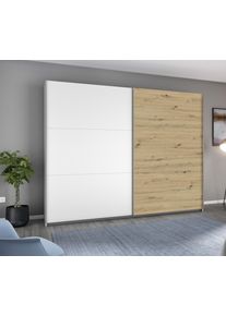 Schwebet&uuml;renschrank Rauch "AURELIO Kleiderschrank Garderobe", wei&szlig; (alpinwei&szlig;, eiche artisan), B:261cm H:210cm T:59cm, Holzwerkstoff, Schr&auml;nke, Schwebet&uuml;renschrank, 3 verschiedene Ausstattungsvarianten Griffe aus Metall MADE IN GERMANY