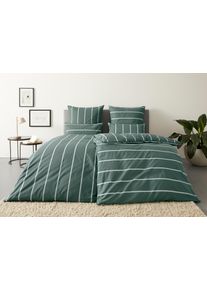 Wendebettw&auml;sche OTTO HOME "MIETTE", gr&uuml;n, B/L: 155cm x 220cm, 1 Stk., 1 Stk., Renforc&eacute;, B/L: 80cm x 80cm, 2, Renforc&eacute;, Obermaterial: 100% Baumwolle, Bettw&auml;sche, Wendebettw&auml;sche, mit modernen Streifen, Bettw&auml;sche ab Gr. 135x200 cm erh&auml;ltlich