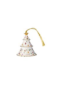 Villeroy & Boch Weihnachtsfigur VILLEROY & BOCH "Ornament Weihnachtsbaum 2026 Christmas Classics 7,4 x 7,4 x 8,4 cm wei&szlig;-gold", bunt (wei&szlig;, gold), B:7,4cm H:8,4cm T:7,4cm, Dekofiguren, Weihnachtsfigur, Nur Dekoration
