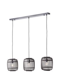 Brilliant Pendelleuchte "Woodrow", schwarz (holz dunkel, schwarz), 3, H: 125cm, 1 Stk., Leuchten, Bambus Lampe, Nature-Style, 130 x 105 cm, E27, Pendelleuchte
