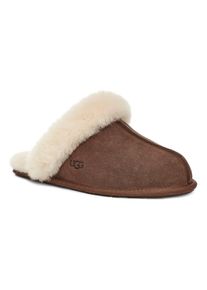 UGG Australia Hausschuh UGG "Scuffette II", Damen, Gr. 8 (39), braun (espresso wei&szlig;), Lammfell, Veloursleder, Schuhe Hausschuh, Homeslippers, Hausschuh mit kuscheligem Fellimitat-Kragen