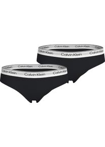 Brasilslip "2PK BIKINI", M&auml;dchen, Gr. 128/134, 2 Stk., schwarz (pvhschwarz, pvhschwarz), Jersey, Obermaterial: 95% Baumwolle, 5% Elasthan, Calvin Klein Underwear, unifarben, k&ouml;rpernah, Unterhosen Brasilslip, mit Logobund