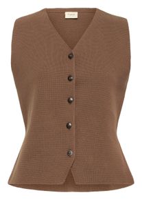 Anzugweste Fransa "Damen Kurzarm-Bluse FRITA", Damen, Gr. XS, braun (rain drum), Obermaterial: 50% Baumwolle CO. 50% Polyester PES., Westen Anzugweste
