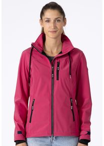 Softshelljacke DEPROC Active "DECORAH PEAK V WOMEN", Damen, Gr. 48 (XL), rot (azalea), Softshell, 96% Polyester. 4% Elasthan, tailliert h&uuml;ftbedeckend, abnehmbar gerader Abschluss mit Windstopper,mit verstellbarem Klettverschluss, Jacken Softshelljacke, mit abnehmbarer Kapuze