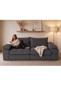 Big-Sofa OTTO HOME "Soft&Cosy Pik XL, B: 246 cm, Mega Sofa in Cord", beige (anthrazit), B:246cm T:123cm, 100% Polyester, Sofas, Big-Sofa, Lounge-Komfort mit edler Sitzsteppung, Federkern