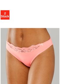 Slip NUANCE BY LASCANA "mit Spitzeneinsatz vorne", Damen, Gr. 40/42, rosa (2xpfirsich), Microfaser, Obermaterial: 85% Polyamid, 15% Elasthan, k&ouml;rpernah, Unterhosen Slip, als Dessous-Set kombinierbar, Dessous