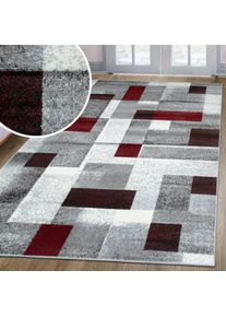 Teppich OTTO HOME "Corine" Gr. 4, rot, B:160cm H:9mm L:230cm, Obermaterial: 100% Polypropylen, Teppiche, Teppich, mit besonders weichem Flor, Kurzflor, modernes Karo-Design