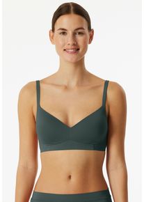 Soft-BH Schiesser "Unique Micro", Damen, Gr. 85, Cup D, gr&uuml;n (dunkelgr&uuml;n), Single Jersey, Obermaterial: 70% Polyamid, 30% Elasthan, bequem, BHs Soft-BH, mit Schale, verstellbare Tr&auml;ger, elastische Wirkware