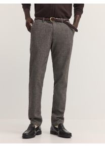 Chinohose Bugatti "Modern Fit", Herren, Gr. 35, L&auml;nge 30, grau (80, braun), 52% Baumwolle, 29% Polyester, 16% Viskose, 3% Elasthan, unifarben, normal, Hosen Chinohose, Modern Fit Baumwollmix Soft Touch