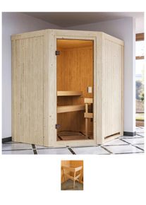 Sauna Karibu "Faurin", beige (natur), ohne Ofen, ohne Steuerung, (ohne Ofen), Saunen, Sauna