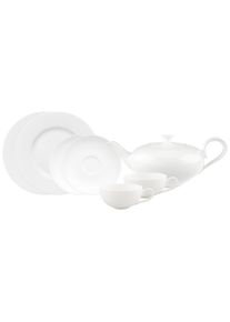 Villeroy & Boch Geschirr-Set VILLEROY & BOCH "Tee-Set Royal wei&szlig;", wei&szlig;, 7, Porzellan, Geschirr-Sets, Geschirr-Set, Sp&uuml;lmaschinengeeignet, Mikrowellengeeignet