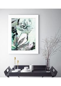 Bild queence "Christa", grau (farbe rahmen: wei&szlig;, farbe bild(er): grau), B:50cm H:60cm, Acrylglas, Holz, Papier, Bilder, Bild, Rose, gerahmt