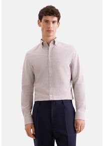 Flanellhemd Seidensticker "Schwarze Rose", Herren, Gr. L (41), normale &Auml;rmell&auml;ngen, beige (rot), 100% Baumwolle, kariert, slim fit, 2-Knopf-Manschette, Hemden Flanellhemd, Slim 1/1 Button-Down-Kragen Karo