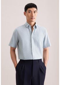 Businesshemd Seidensticker "Schwarze Rose", Herren, Gr. XXL (45), normale &Auml;rmell&auml;ngen, blau (gr&uuml;n), 100% Baumwolle, kariert, regular fit, Hemden Businesshemd, Regular 1/2 Covered-Button-Down-Kragen Karo