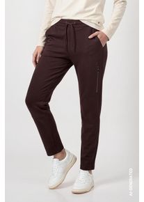 Jogger Pants monari "Hose Basic Rippe 72cm", Damen, Gr. 42, N-Gr, braun (schwarz), Sweatware, Obermaterial: 77% Viskose, 20% Polyester, 3% Elasthan, unifarben, regular fit lang, Hosen Jogger Pants, Regular fit mit Taschen