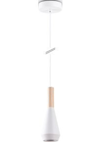 Paco Home Pendelleuchte "MORA", wei&szlig;, &Oslash; 10cm H: 178,5cm, Leuchten, Wohnzimmer Esszimmer Klein Modern Holz Metall GU10 Trichterform, Pendelleuchte