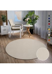 Teppich Sanat "UNI , auch als L&auml;ufer und Rund", beige (creme), H:13mm &Oslash;:120cm, Kunstfaser, Teppiche, Teppich, robuster Kurzflorteppich, gro&szlig;e Farbauswahl, Wohnzimmer, alle R&auml;ume