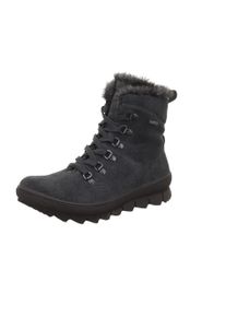 Winterboots Legero "NOVARA", Damen, Gr. 37, grau, Veloursleder, Schuhe Winterboots, Outdoorboots, Schn&uuml;rboots mit Fellimitat am Schaftrand