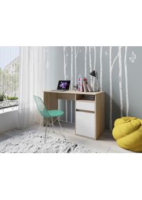 Schreibtisch Home Affaire "Tinsley", wei&szlig; (sonoma eiche, wei&szlig;, natur, natur), B:120cm H:76cm T:53cm, Tische, Schreibtisch, mit Schublade, und T&uuml;r, Breite 120 x53 cm, Topseller