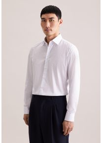 Businesshemd Seidensticker "Schwarze Rose", Herren, Gr. L (41), normale &Auml;rmell&auml;ngen, wei&szlig; (mittelblau), 100% Baumwolle, bedruckt, slim fit, 2-Knopf-Manschette, Hemden Businesshemd, Slim 1/1 Kentkragen Druck