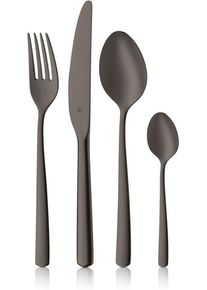 Besteck-Set WMF "Boston in edler Optik, ergonomische Haptik, Messer mit Wellenschliff", grau (schwarz passion), 24 tlg., Cromargan Edelstahl Rostfrei 18/10, Essbesteck-Sets, Besteck-Set, optimale Sch&auml;rfe, rostfrei, edel, hochwertiger Besteckkasten