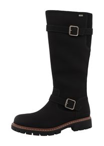 Winterstiefel Tom Tailor, Damen, Gr. 43, Warmfutter, Normalschaft, schwarz, Velourslederimitat, Schuhe Winterstiefel, Blockabsatz, Winterboots mit modischer Zierschnalle