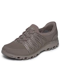 Slip-On Sneaker Skechers "GLIDE-STEP COMFORT-STEADY GRACE", Damen, Gr. 40, braun (taupe), Textil, Schuhe Slip-On Sneaker, Schlupfschuh, Halbschuh, Freizeitschuh mit Slip ins
