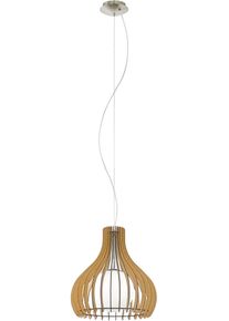 Eglo H&auml;ngeleuchte "Tindori Pendelleuchte, Vintage, E27, H&auml;ngeleuchte, Stahl, Holz, Glas", braun (silberfarben), 1, &Oslash; 50cm H: 150cm, 1 Stk., Leuchten, H&auml;ngeleuchte - H150 x &Oslash;50 cm - nickel-matt - 1X60W exkl., H&auml;ngeleuchte