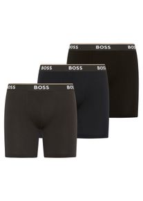 Boxershorts BOSS "BoxerBrLong 3P Power", Herren, Gr. XL, schwarz (open miscellaneous 982), Jersey, Obermaterial: 95% Baumwolle, 5% Elasthan, eng, Unterhosen Boxershorts