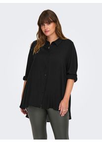 Longbluse Only CARMAKOMA "CARFREYJA L/S LONG SHIRT WVN", Damen, Gr. 48, schwarz, Web, Obermaterial: 50% Polyester, 50% Viskose, unifarben, Po-bedeckend, Blusen Longbluse, Viskosemischung
