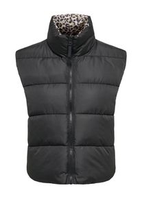 Steppweste Only CARMAKOMA "CARNEWTAMMY REVERSIBLE VEST OTW", Damen, Gr. XL, schwarz (schwarz detail:reverse leo print), Steppware, Obermaterial: 100% Polyester, bedruckt, normal, Westen Steppweste, Polyester, beidseitig tragbar, zum Wenden, Animal-Print