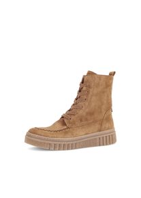 Schn&uuml;rboots Gabor, Damen, Gr. 44, w&auml;rmend, braun (hellbraun), Veloursleder, unifarben, Schuhe Schn&uuml;rboots, Schn&uuml;rstiefelette in Komfortweite H (= sehr weit)