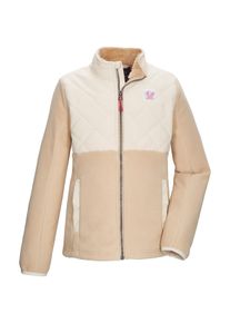 Fleecejacke Killtec "KOW 166 GRLS FLC JCKT", M&auml;dchen, Gr. 128, beige (creme), Oberseite: 100% Polyester.R&uuml;ckseite: 100% Polyester.Obermaterial 2: 100% Polyester.F&uuml;llung: 100% Polyester, Jacken Fleecejacke, Fleecejacke mit Kord, Teddyfleece, Kinnschutz, Taschen