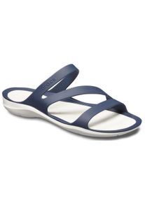 Badepantolette Crocs "Swiftwater Sandal", Damen, Gr. 39, wei&szlig; (navy wei&szlig;), Croslite&trade;, Schuhe Badepantolette, Sommerschuh, Badeschuh, Poolslides, genoppte Innensohle