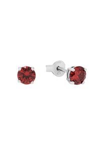 Paar Ohrstecker Amor, rot (silberfarben, rot, rot), Ohrringe, Damen, 5mm, Silber 925 (Sterlingsilber), Paar Ohrstecker, mit Zirkonia (synth.)