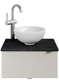 Waschtisch SAPHIR "Serie 6915 Waschschale mit Unterschrank f&uuml;r G&auml;stebad, G&auml;ste WC", beige (kaschmir matt, schiefer, kaschmir matt touch), B:51cm H:39,8cm T:35cm, Waschtische, Waschtisch, 51 cm mit Keramik-Aufsatzbecken und 1 T&uuml;r