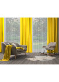 Vorhang WIRTH "Dim out" Gr. 4, gelb, B:142cm H:245cm, Jacquard, Polyester, Gardinen, Vorhang