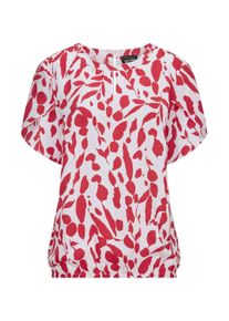 Satinbluse GOLDNER "Viskosebluse mit Tulpen&auml;rmeln", Damen, Gr. 40, rot (rot, wei&szlig;, gemustert), Obermaterial: 100% Viskose CV., gerade, Tulpen&auml;rmel, Blusen Satinbluse, Two in One