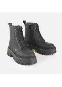 Schn&uuml;rboots Buffalo "ASPEN", Damen, Gr. 42, schwarz, Lederimitat, Schuhe Schn&uuml;rboots, Schn&uuml;rstiefelette, Boots mit Rei&szlig;verschluss