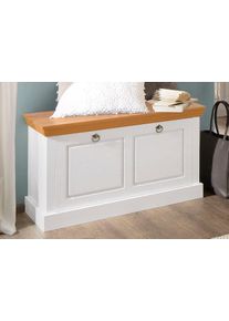 Schuhbank OTTO HOME "Basilico, Sitzbank f&uuml;r den Flur", wei&szlig; (wei&szlig;, honig), B:90cm H:52cm T:38cm, FSC-zertifiziertes Massivholz, Sitzb&auml;nke, Schuhbank, Breite 90 cm, Sitzh&ouml;he 52 cm, Kassettenoptik, aus Massivholz, FSC