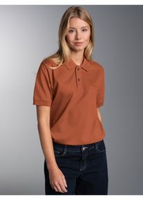 Poloshirt TRIGEMA "TRIGEMA Poloshirt DELUXE Piqu&eacute;", Damen, Gr. XL, braun (zimt), Piqu&eacute;, 100% Baumwolle, Basic, lang, ohne Ausschnitt, Shirts Poloshirt