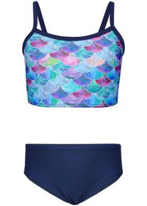 Bustier-Bikini AQUARTI "Badeanzug M&auml;dchen Bikini Set Zweiteilig Bikinislip Bustier", Kinder, Gr. 134, N-Gr, lila (038a bikini meerjungfrau lila, dunkelblau), Obermaterial: 80% Polyamid PA. 20% Elasthan EL., Bikini-Sets Bustier-Bikini