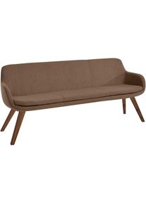 Essbank Musterring "Tavia", braun (caramel, wild, nussbaum), B:180cm H:87cm T:66cm, 100% PES, Sitzb&auml;nke, Essbank, Stativgestell Wildnussbaum massiv ge&ouml;lt, Breite 180, 200 oder 220 cm