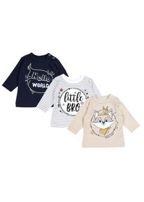 Langarmshirt TUPTAM "Shirt Unisex Baby Langarmshirt mit Spruch Aufdruck 3er Set", M&auml;dchen, Gr. 80, blau (junge 2), Obermaterial: 100% Baumwolle CO., Shirts Langarmshirt