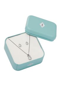 Ohrring und Ketten Set Fossil "Schmuck Geschenk Edelstahl Tropfen", silber (edelstahlfarben, kristallwei&szlig;, kristallwei&szlig;), Schmuck_Sets, Damen, Edelstahl, Perlen, Ohrring und Ketten Set, mit Perlmutt und Glassteinen