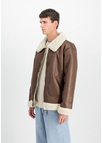 Lederimitatjacke Alpha Industries "B-3 Faux Leather", Herren, Gr. S, braun, Web, Obermaterial: 100% Polyester, unifarben, regular fit normal, Jacken Lederimitatjacke, Kunstfaser, regular fit