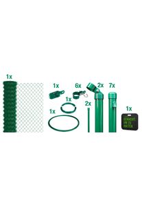 Maschendrahtzaun Alberts, gr&uuml;n (gr&uuml;n, zum einbetonieren), H:100cm, Stahl, Zaunelemente, Maschendrahtzaun, verschiedene Abmessungen, mit oder ohne Bodenh&uuml;lse