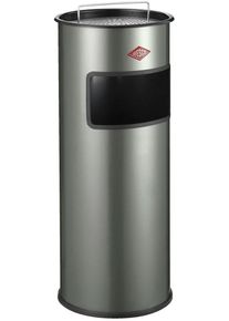 Aschenbecher Wesco, silber (neusilber), B:27cm H:64cm T:27cm, Stahlblech, M&uuml;lleimer, Aschenbecher, Standascher mit Sieb, 30 Liter