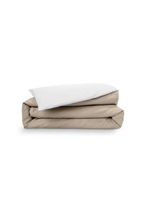 EMMA Housse de couette 100% Percale de coton 200x200 R&eacute;versible - Gris Fonc&eacute; & Beige
